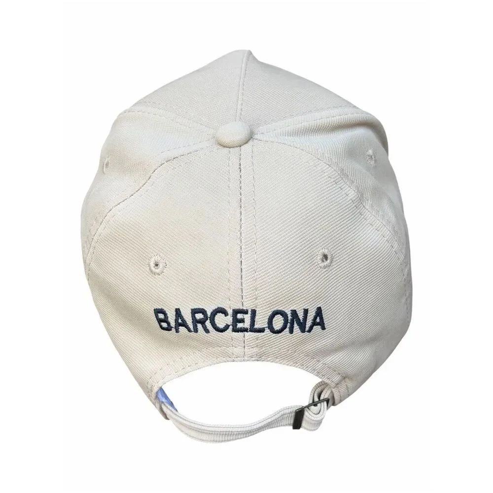 Beige/Tan Barcelona Graphic Logo Baseball Hat/Cap Adj Spain Football/Soccer OS